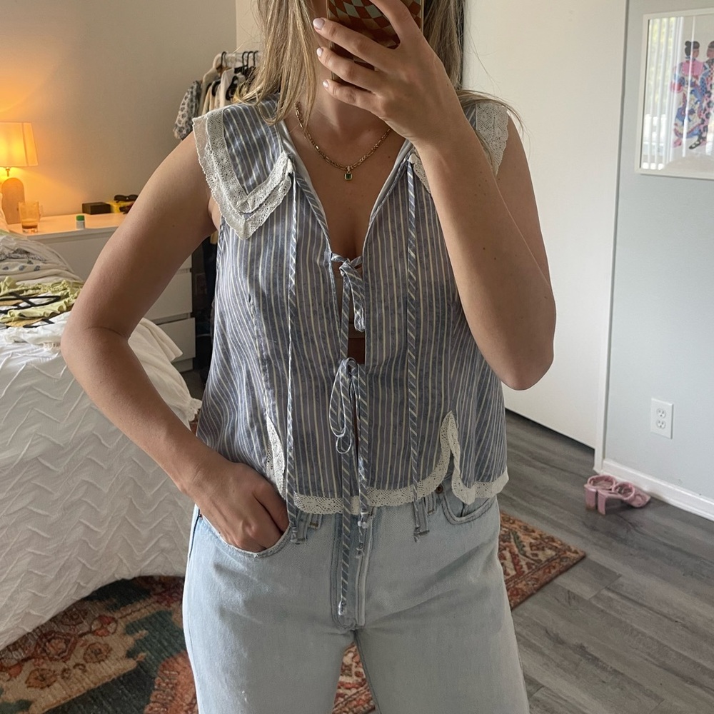 Free People Blouse Tank Top Tie front